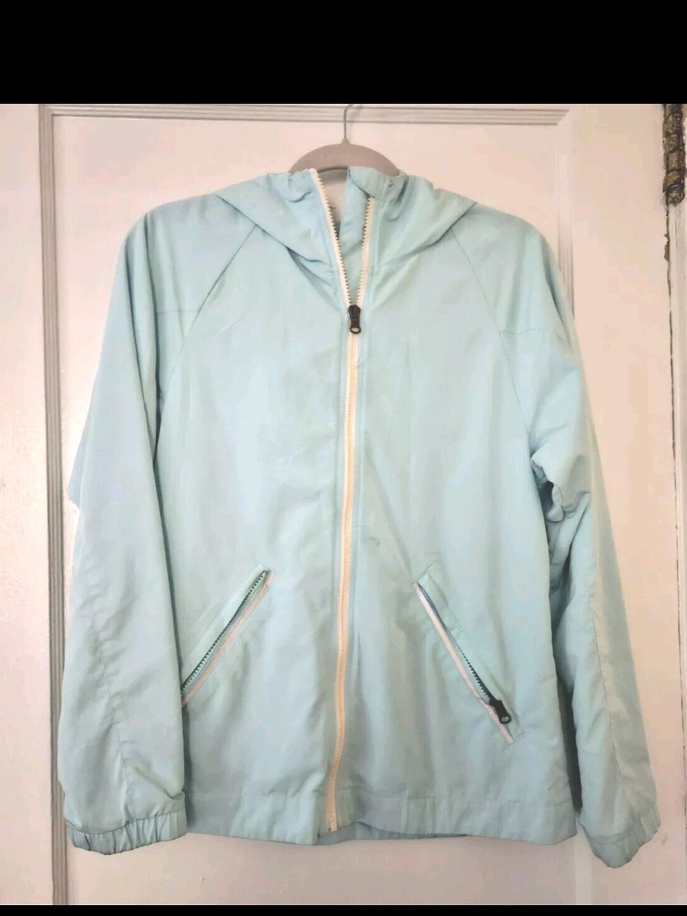 Womens Lightweight Nylon Hooded Zip Jacket Windbreaker Light Turquoise Gap S